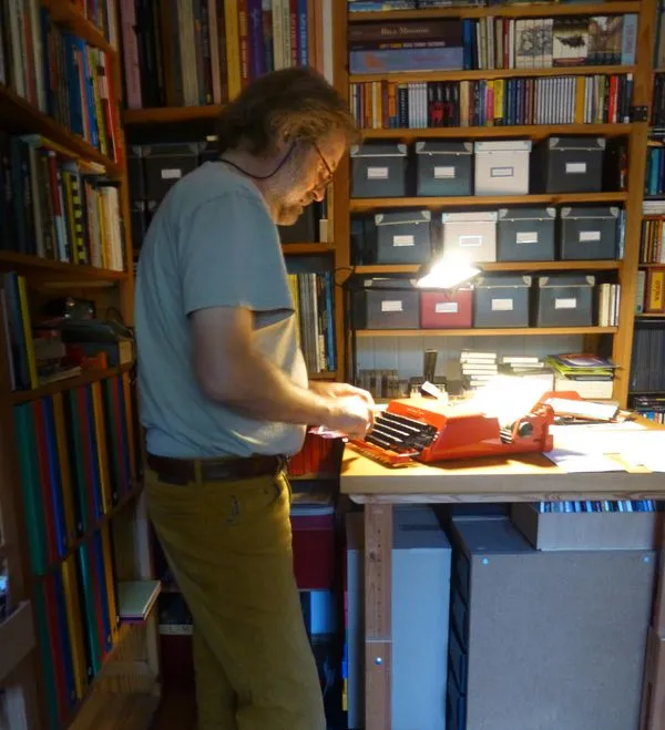 Michael Kleff working on his research collection